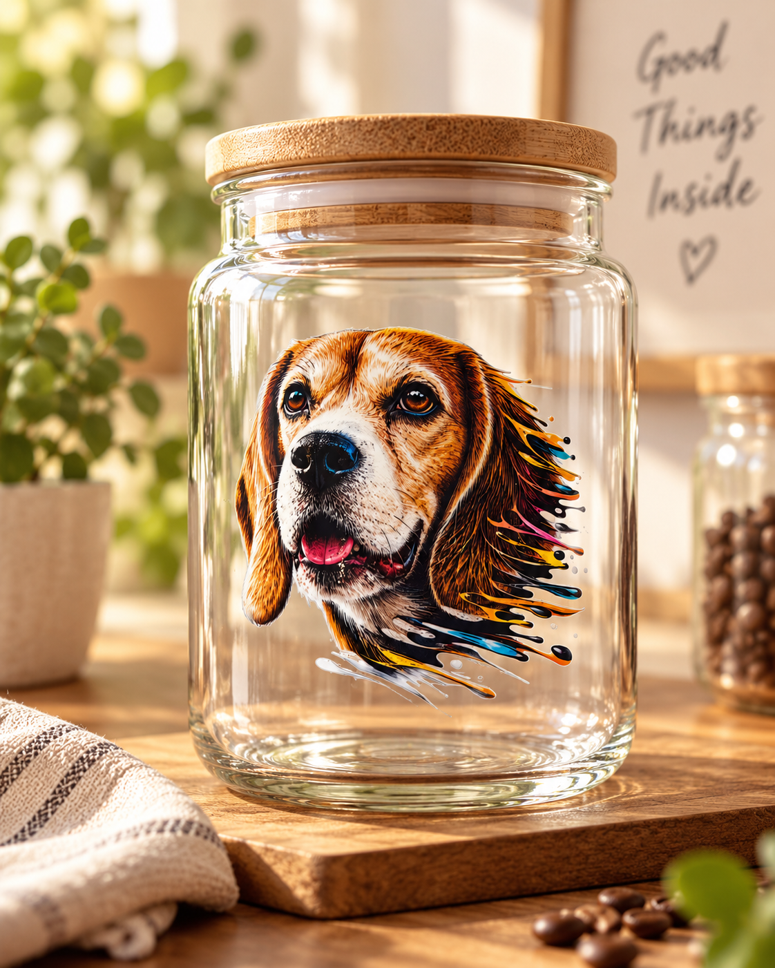 Nadruk UV DTF - Słoik na przysmaki dla Beagle
